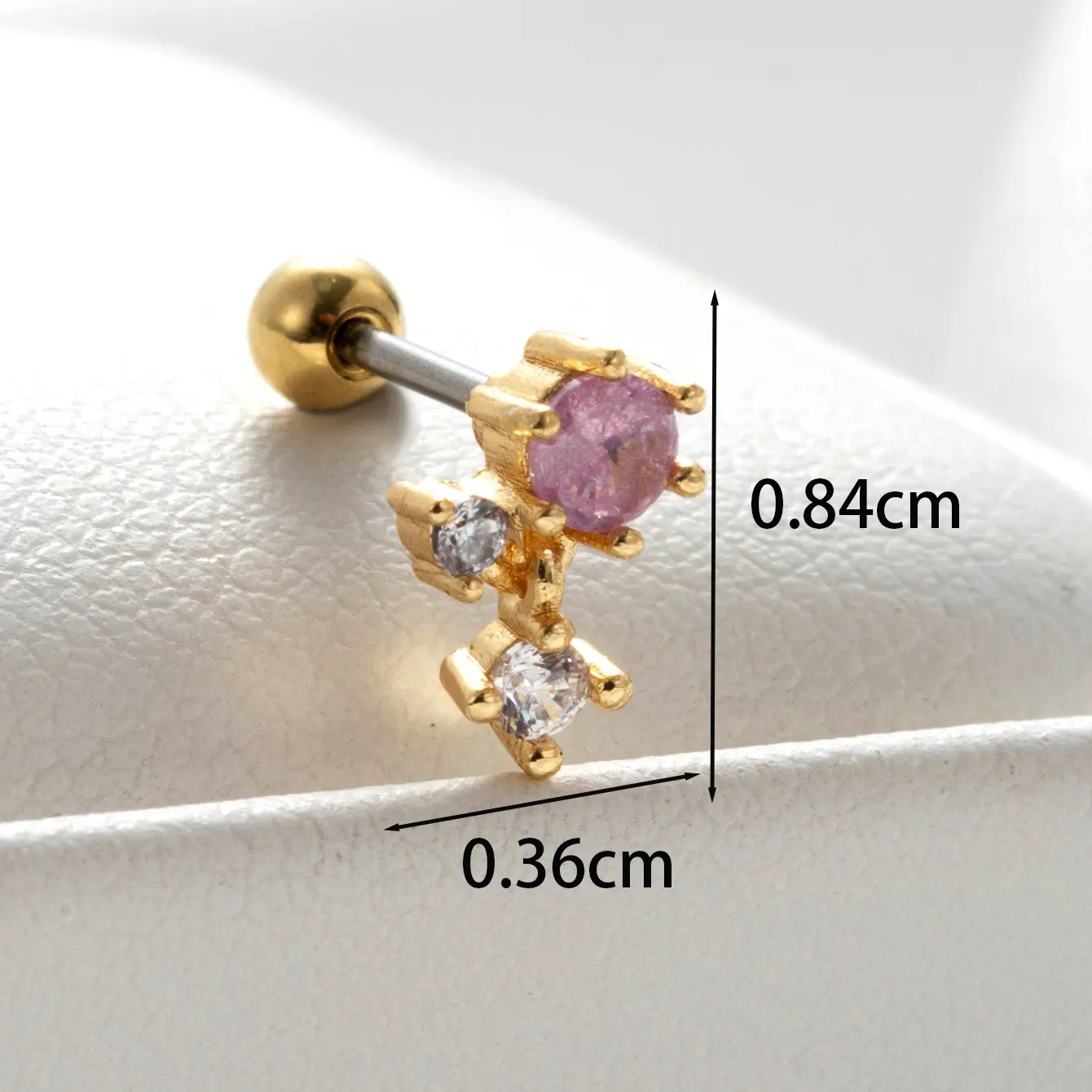 1 Piece Simple Series Classic Flower Titanium Steel  Gold Color Zircon Women's Stud Earrings h5 